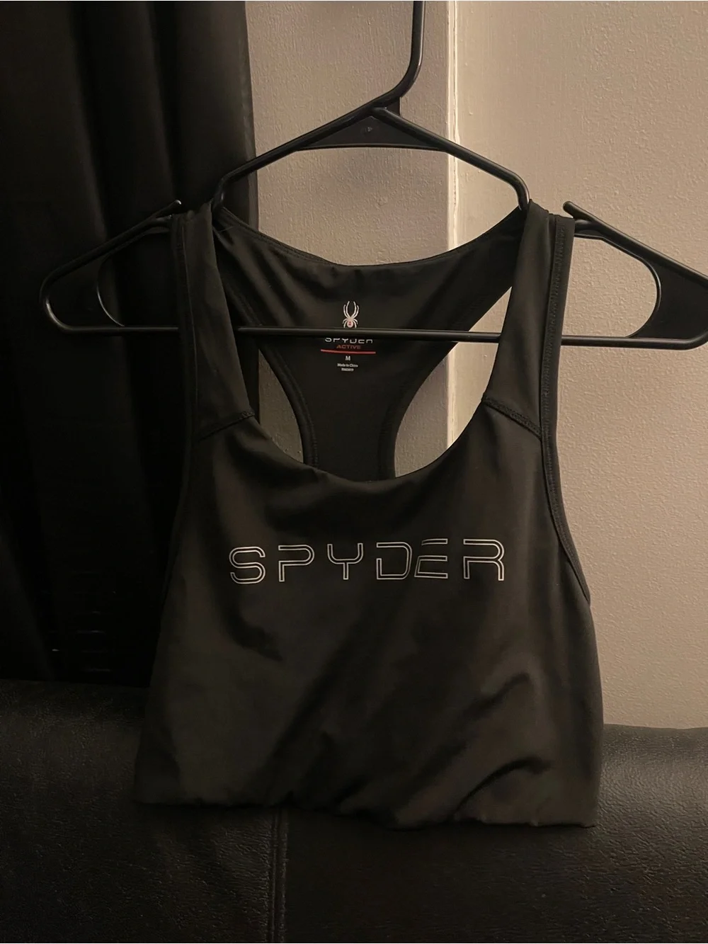Spyder Women’s Black Racerback Sports Bra W/ Logo Size Medium NWOT